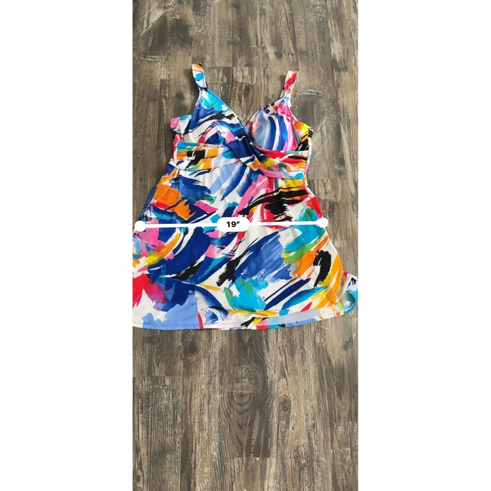 Suddenly Slim by Catalina Women Multicolor Modest Vacation Swim Dress XL 16-18 - Picture 9 of 9